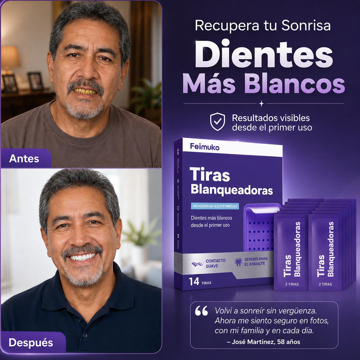 Tiras Blanqueadoras de dientes y borrador de manchas dentales